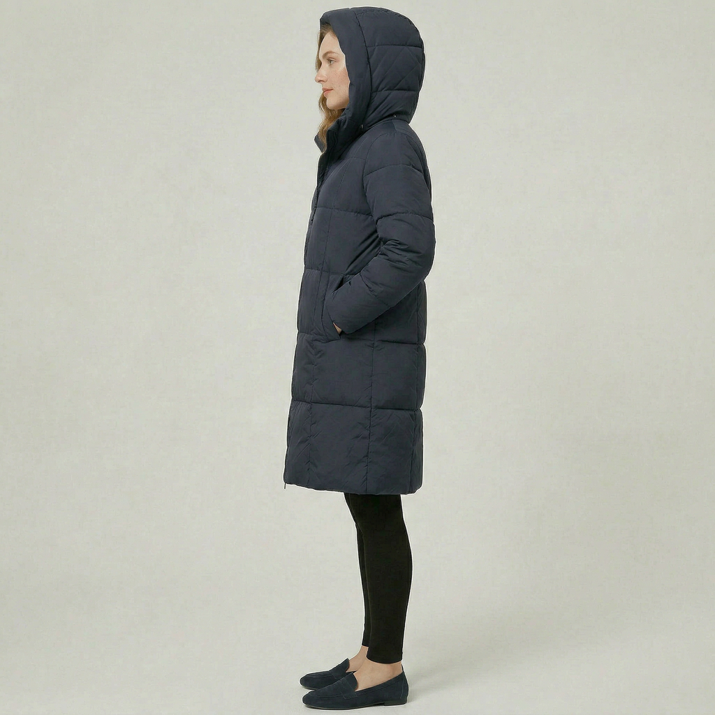 Women’s Quilted Puffer Coat - Long Hooded Regular Fit
