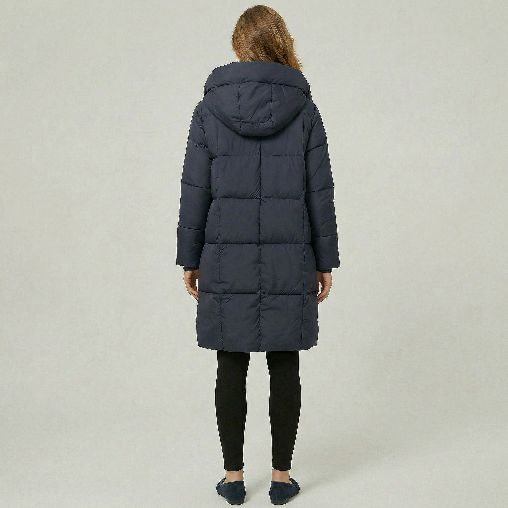 Women’s Quilted Puffer Coat - Long Hooded Regular Fit