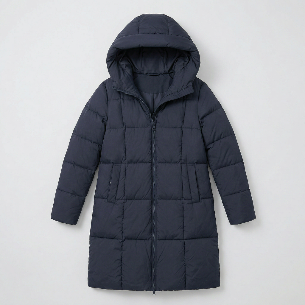 Women’s Quilted Puffer Coat - Long Hooded Regular Fit