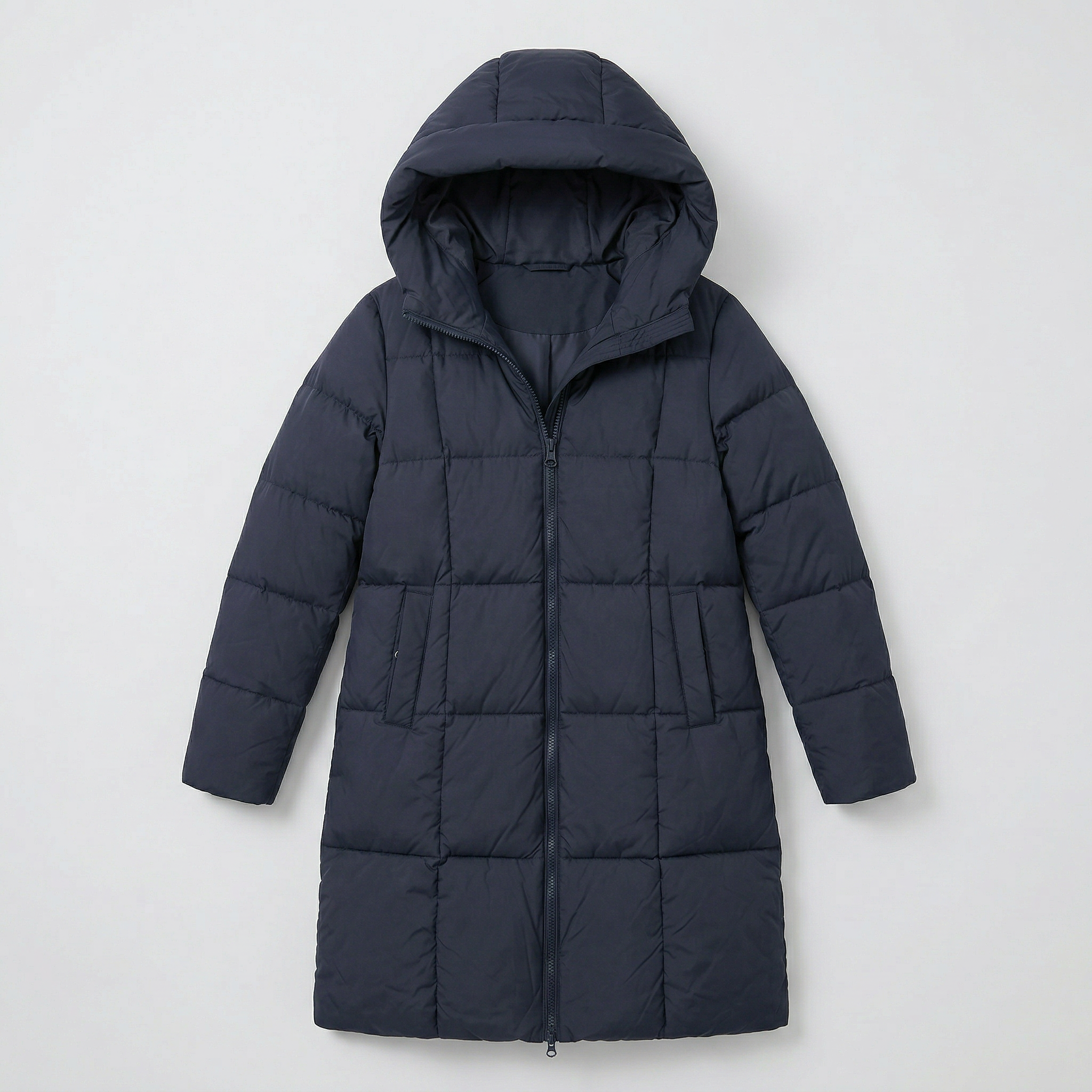 Women’s Quilted Puffer Coat - Long Hooded Regular Fit