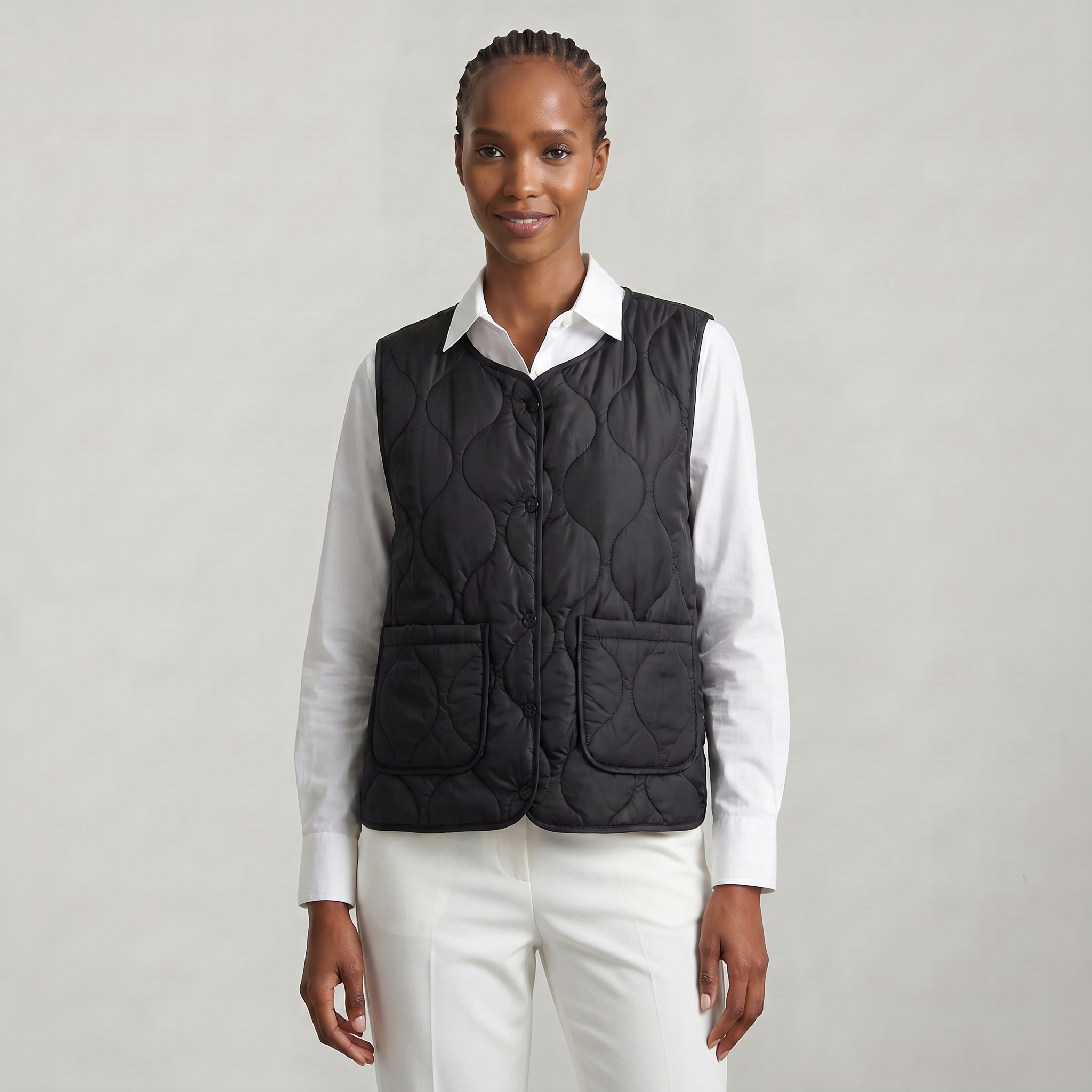 Women’s Quilted Vest - Sleeveless Button Waistcoat Loose Fit