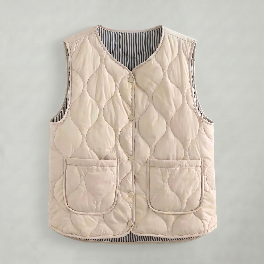 Women’s Quilted Vest - Sleeveless Button Waistcoat Loose Fit