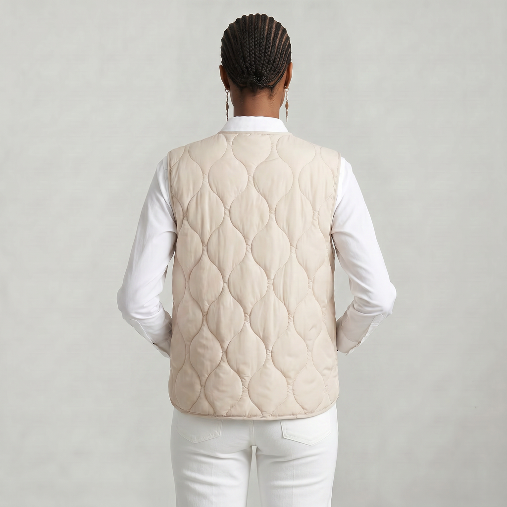 Women’s Quilted Vest - Sleeveless Button Waistcoat Loose Fit