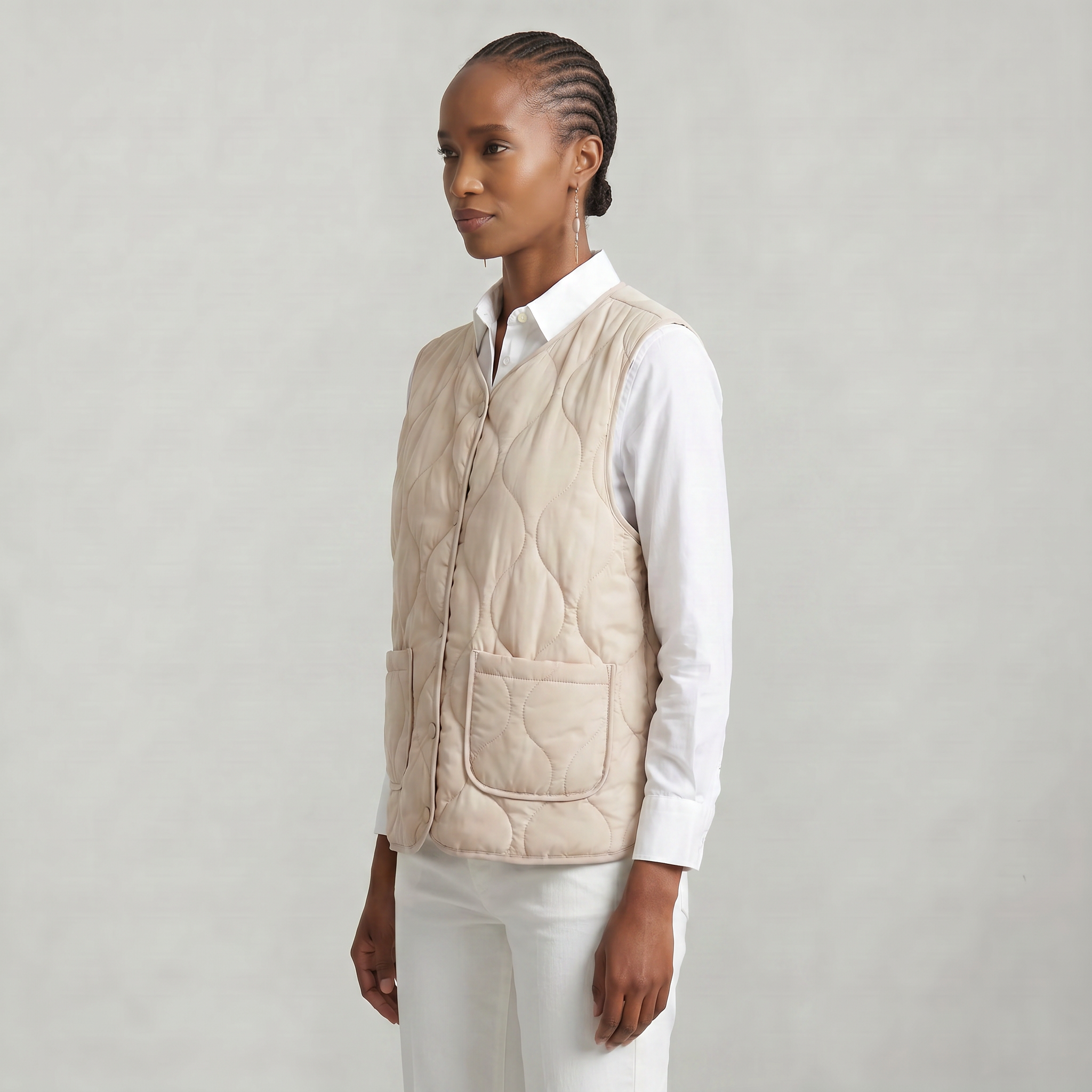 Women’s Quilted Vest - Sleeveless Button Waistcoat Loose Fit