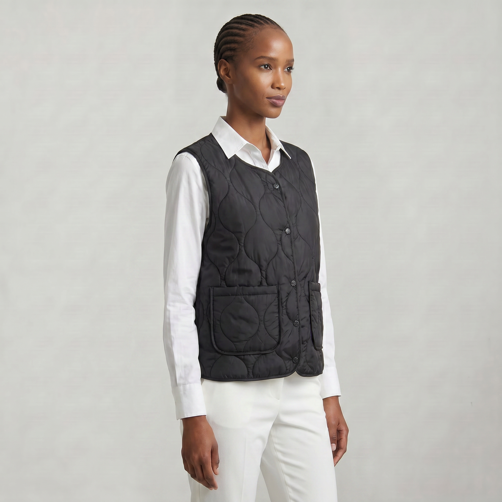 Women’s Quilted Vest - Sleeveless Button Waistcoat Loose Fit