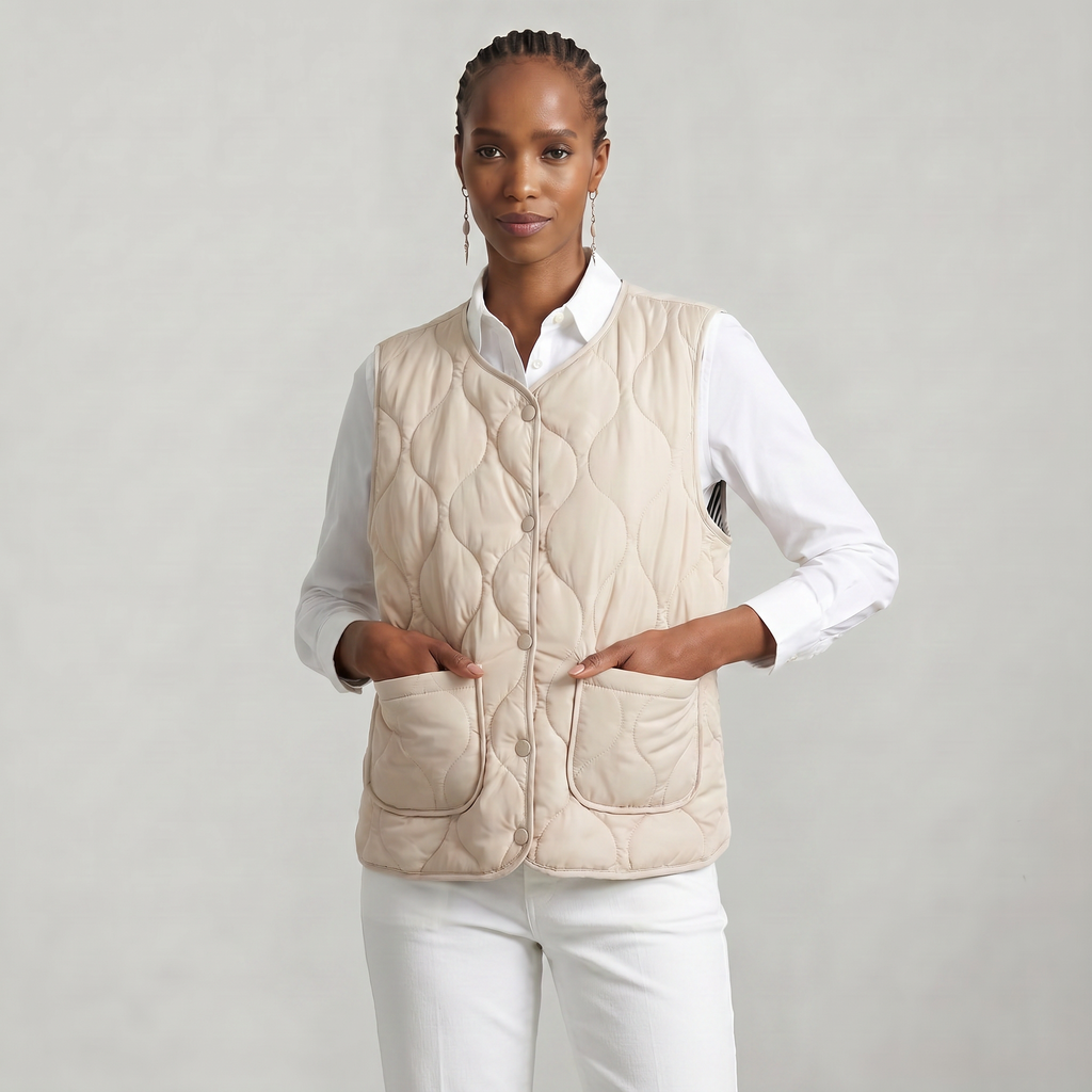 Women’s Quilted Vest - Sleeveless Button Waistcoat Loose Fit