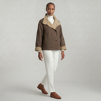 Women’s Reversible Double Sided Jacket Coat - Plaid Stand Collar Loose Fit Outerwear