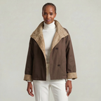 Women’s Reversible Double Sided Jacket Coat - Plaid Stand Collar Loose Fit Outerwear