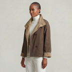 Women’s Reversible Double Sided Jacket Coat - Plaid Stand Collar Loose Fit Outerwear