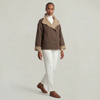 Women’s Reversible Double Sided Jacket Coat - Plaid Stand Collar Loose Fit Outerwear