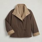 Women’s Reversible Double Sided Jacket Coat - Plaid Stand Collar Loose Fit Outerwear