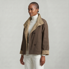 Women’s Reversible Double Sided Jacket Coat - Plaid Stand Collar Loose Fit Outerwear