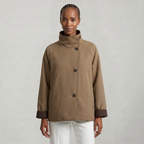 Women’s Reversible Double Sided Jacket Coat - Plaid Stand Collar Loose Fit Outerwear