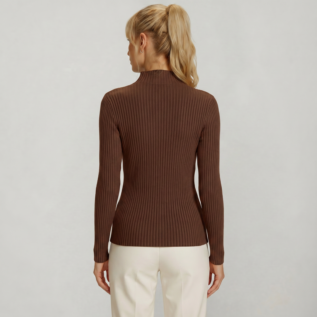 Women’s Ribbed Knit Turtleneck Sweater - Slim Fit Long Sleeve Pullover