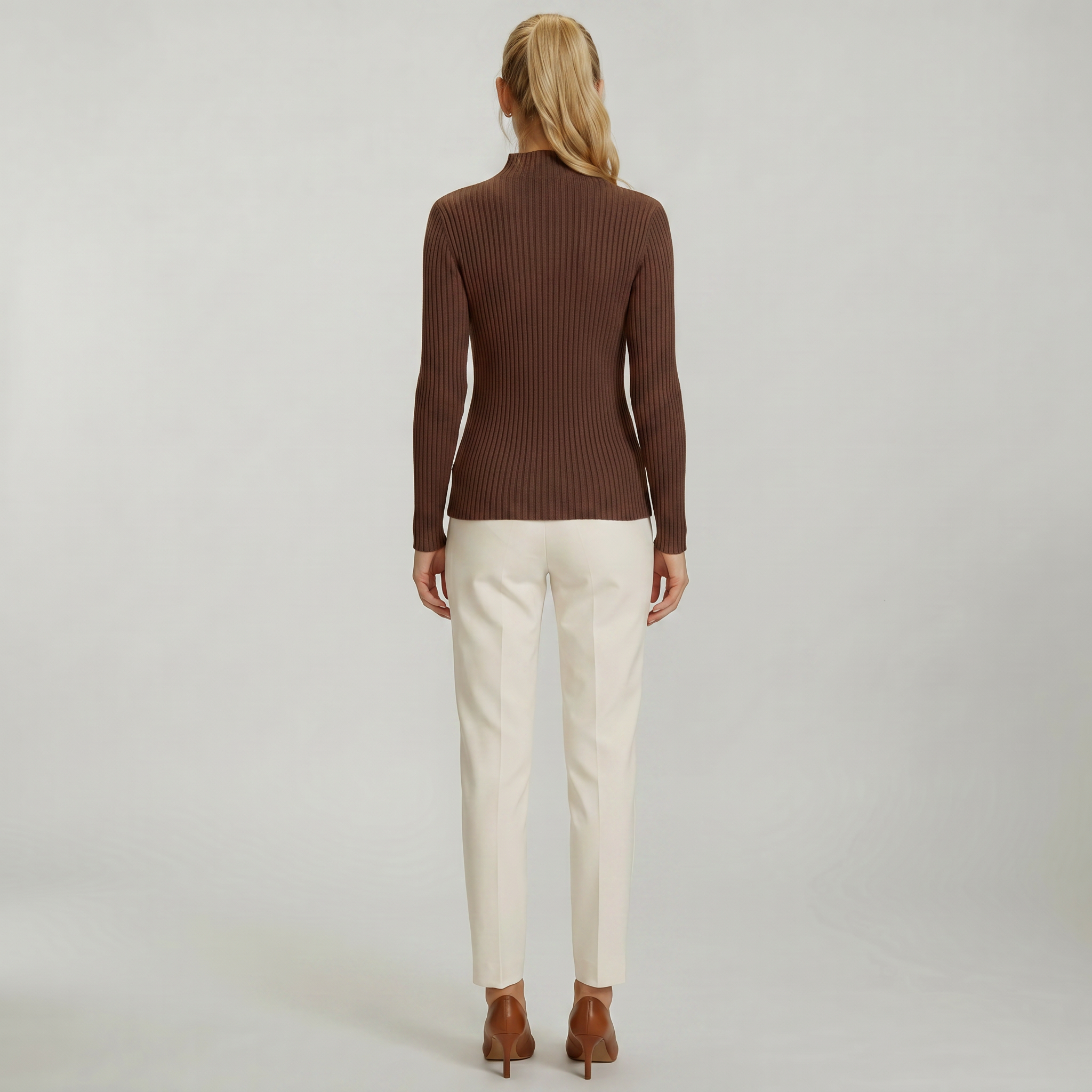 Women’s Ribbed Knit Turtleneck Sweater - Slim Fit Long Sleeve Pullover