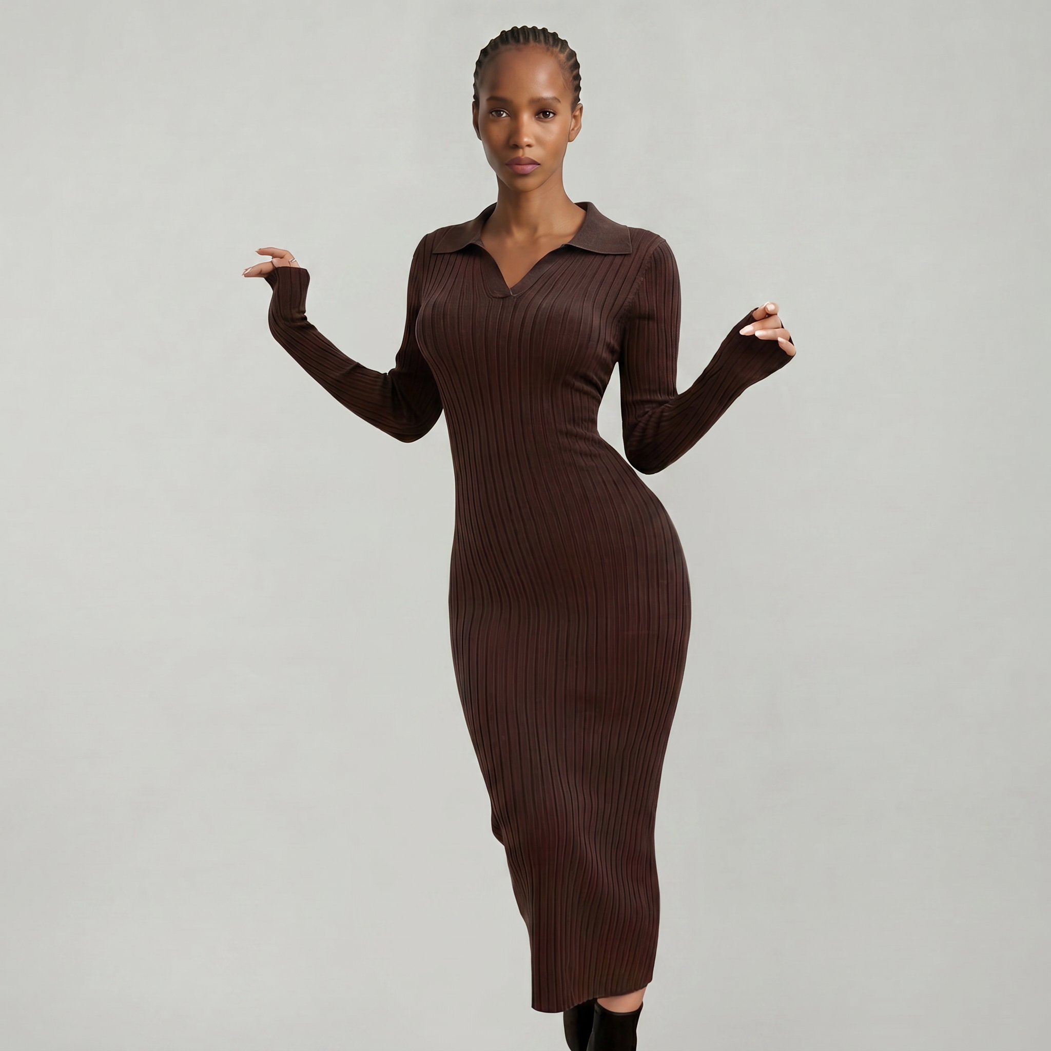 Women's Ribbed Midi Dress