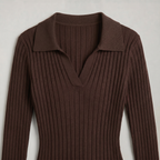 Women’s Ribbed Midi Dress - Long Sleeve Slim Fit Elegant Dress