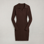 Women’s Ribbed Midi Dress - Long Sleeve Slim Fit Elegant Dress