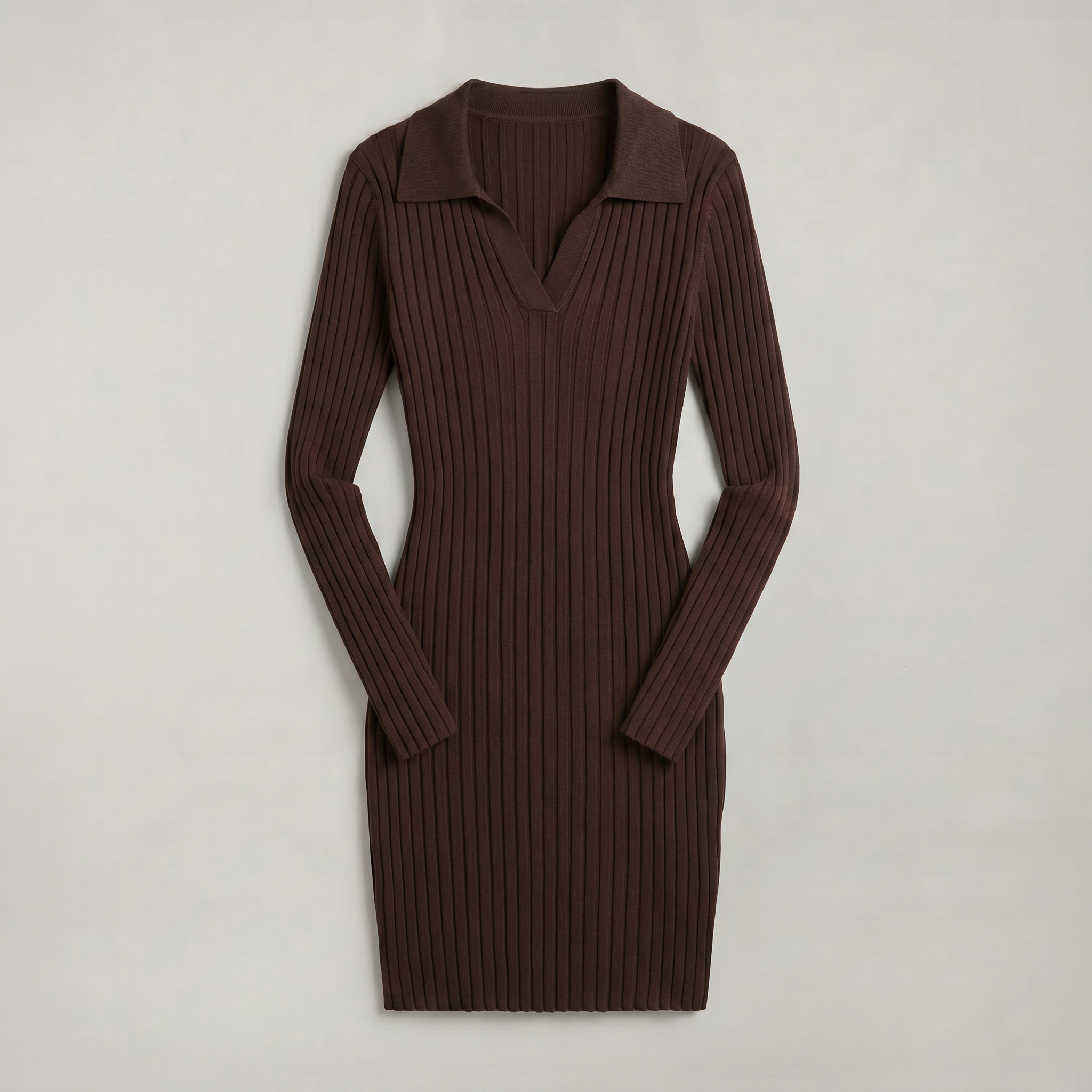 Women’s Ribbed Midi Dress - Long Sleeve Slim Fit Elegant Dress