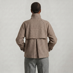 Women’s Short Checkered Coat - High Collar Button Front Jacket