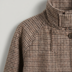Women’s Short Checkered Coat - High Collar Button Front Jacket