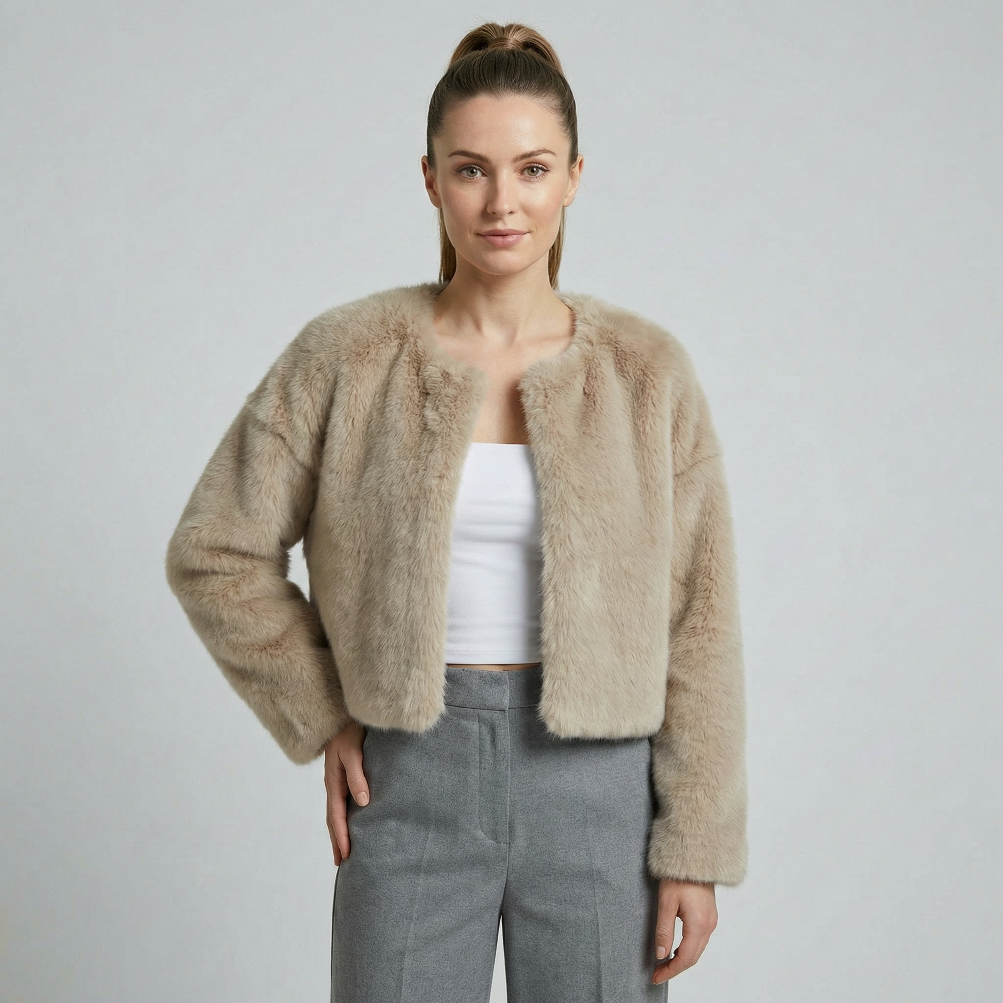 Women's Short Fluffy Faux fur jacket