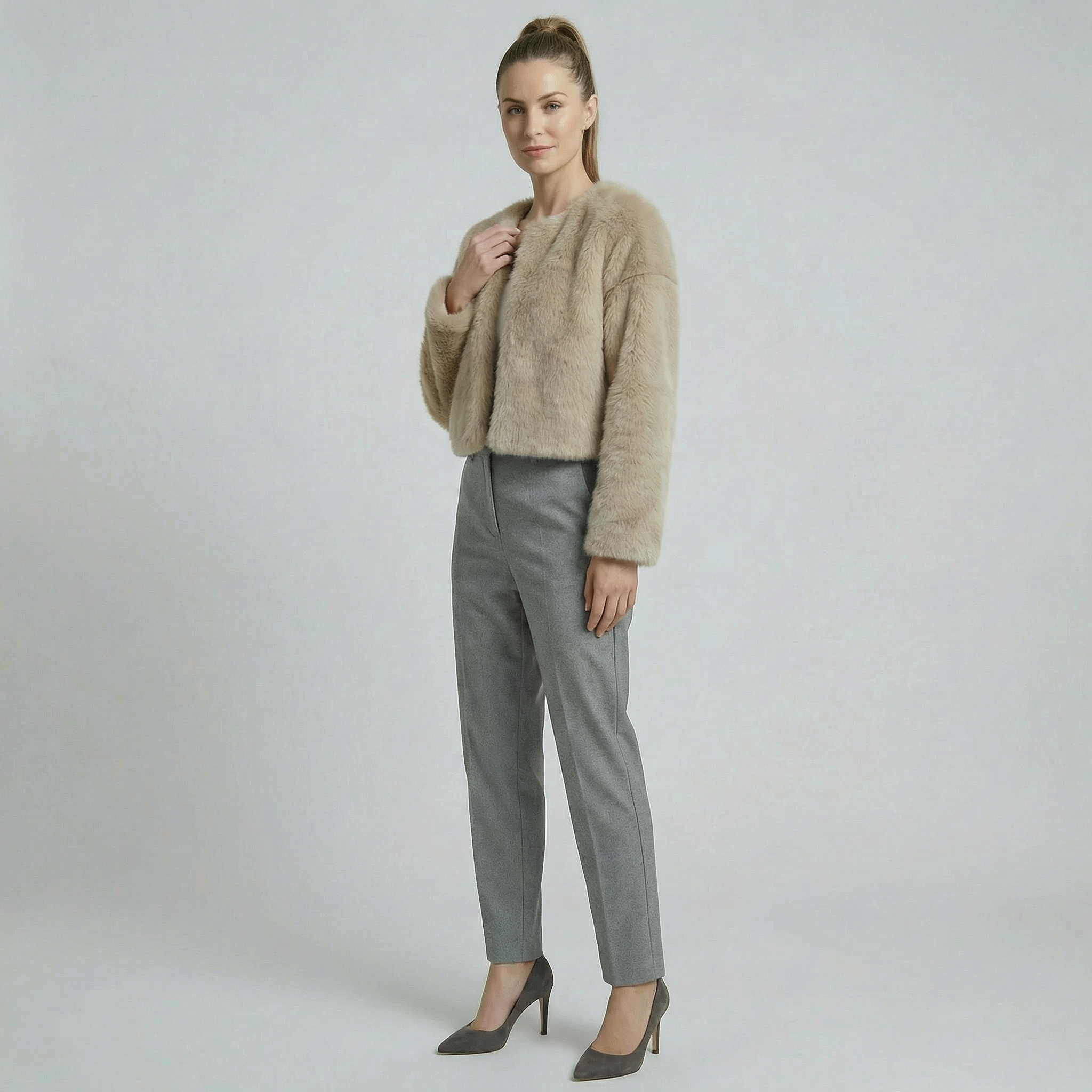 Women's Short Fluffy Faux fur jacket