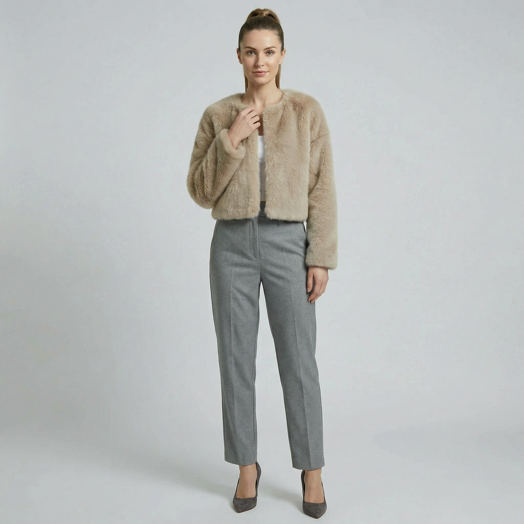 Women's Short Fluffy Faux fur jacket