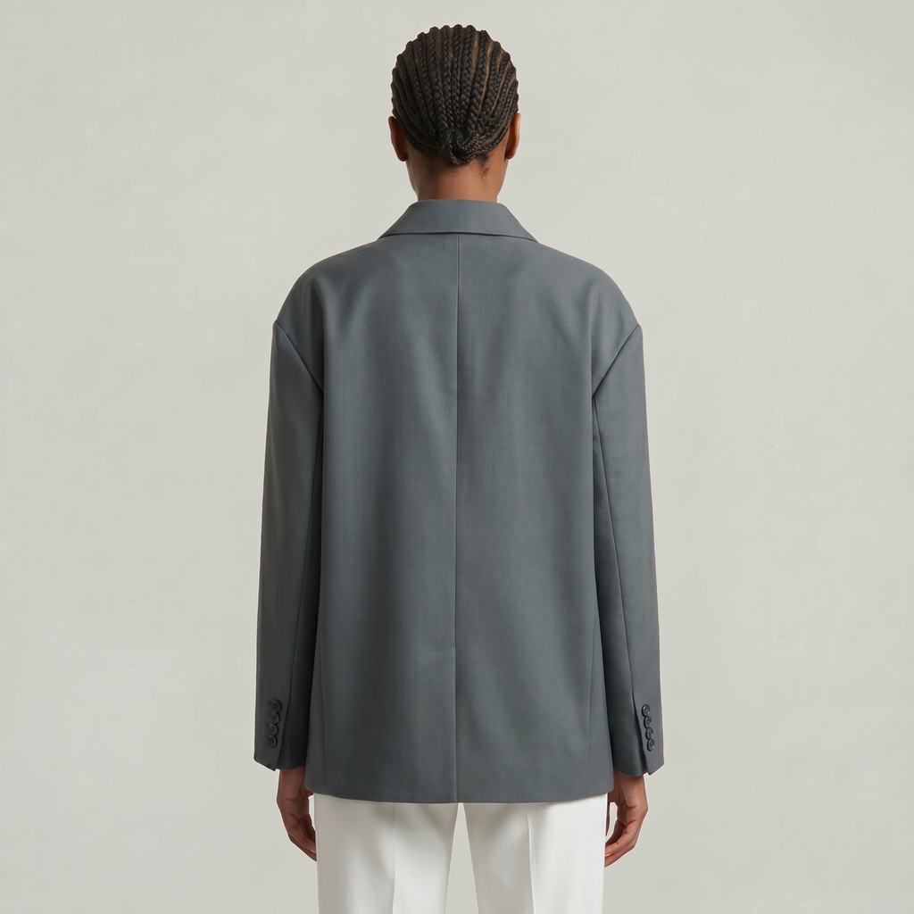 Women’s Oversized Side Slit Blazer - Flip Collar Long Sleeve Suit Jacket