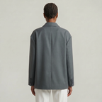 Women’s Oversized Side Slit Blazer - Flip Collar Long Sleeve Suit Jacket