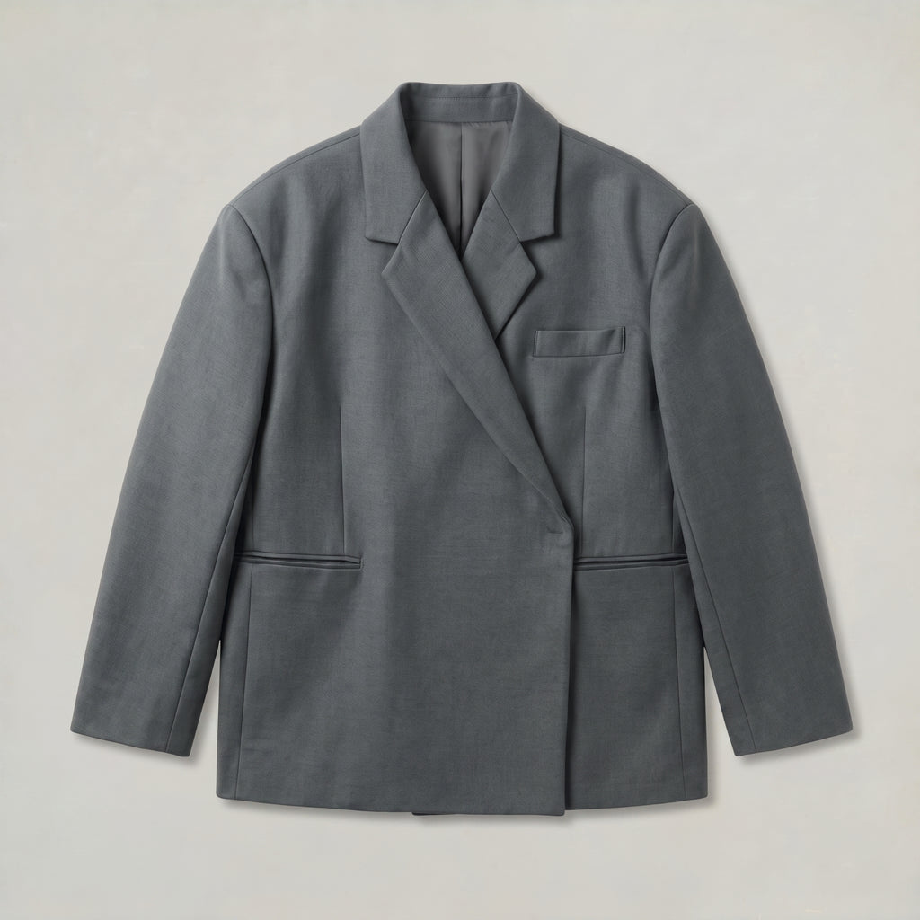 Women’s Oversized Side Slit Blazer - Flip Collar Long Sleeve Suit Jacket