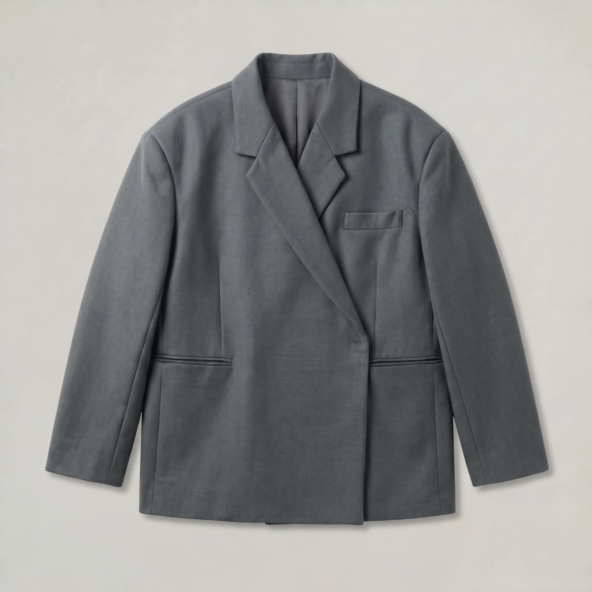 Women’s Oversized Side Slit Blazer - Flip Collar Long Sleeve Suit Jacket