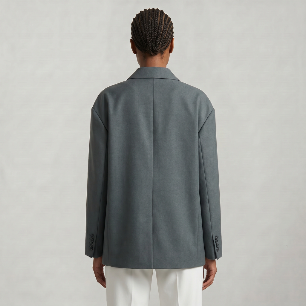 Women’s Oversized Side Slit Blazer - Flip Collar Long Sleeve Suit Jacket
