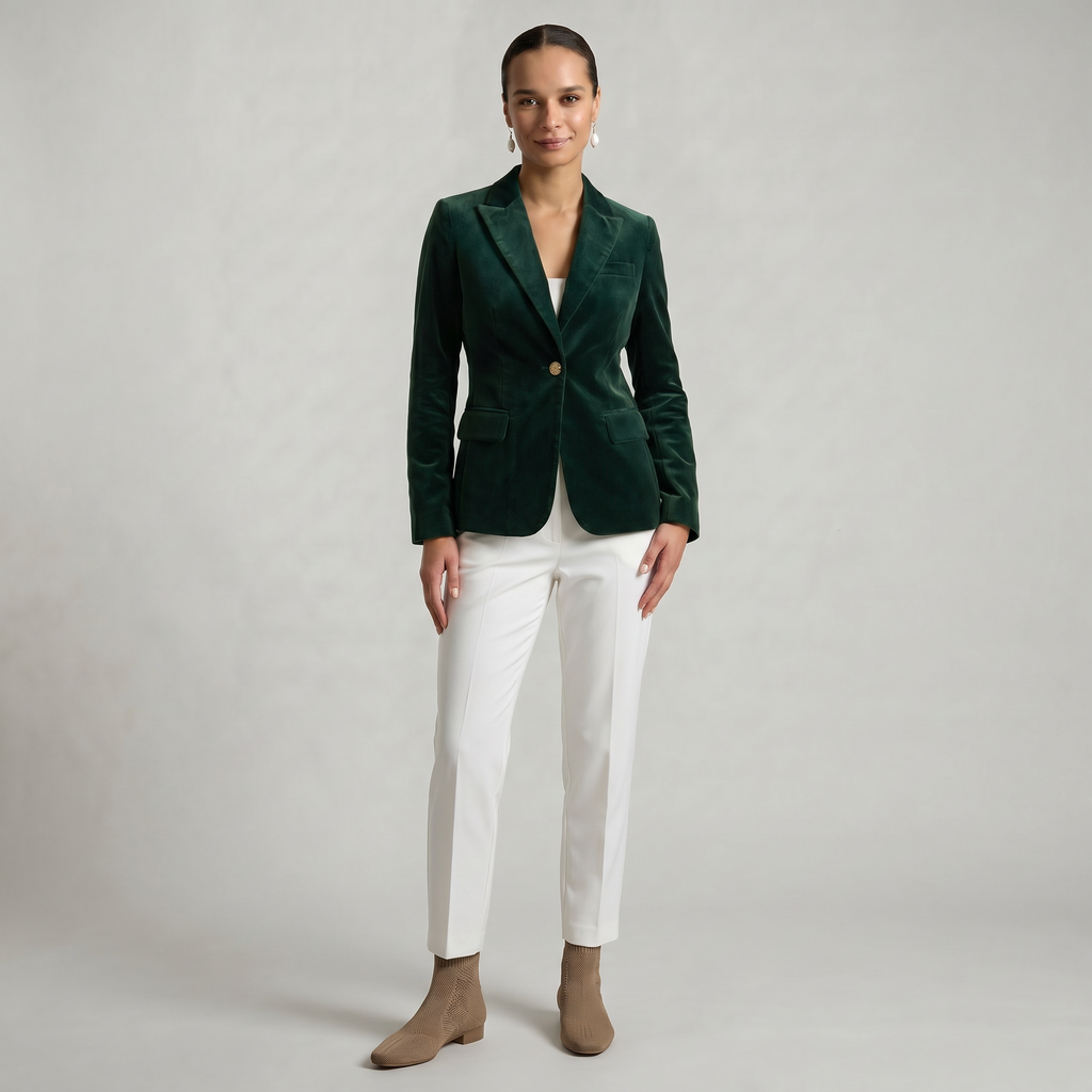 Women’s Single-Button Blazer - Long Sleeve Tailored Fit