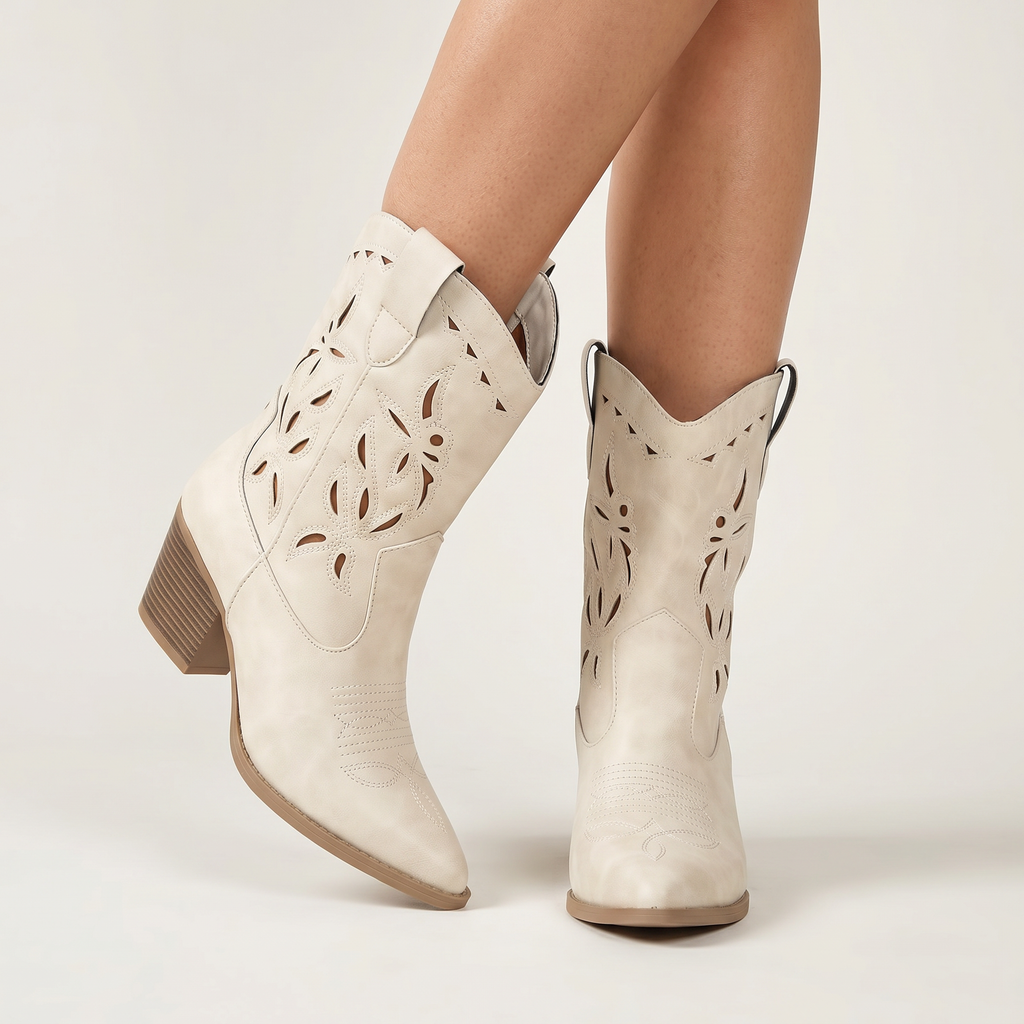 Women’s Slip-On Boots - Western Block Heel Regular Fit