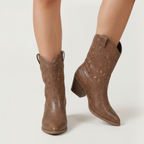 Women’s Slip-On Boots - Western Block Heel Regular Fit
