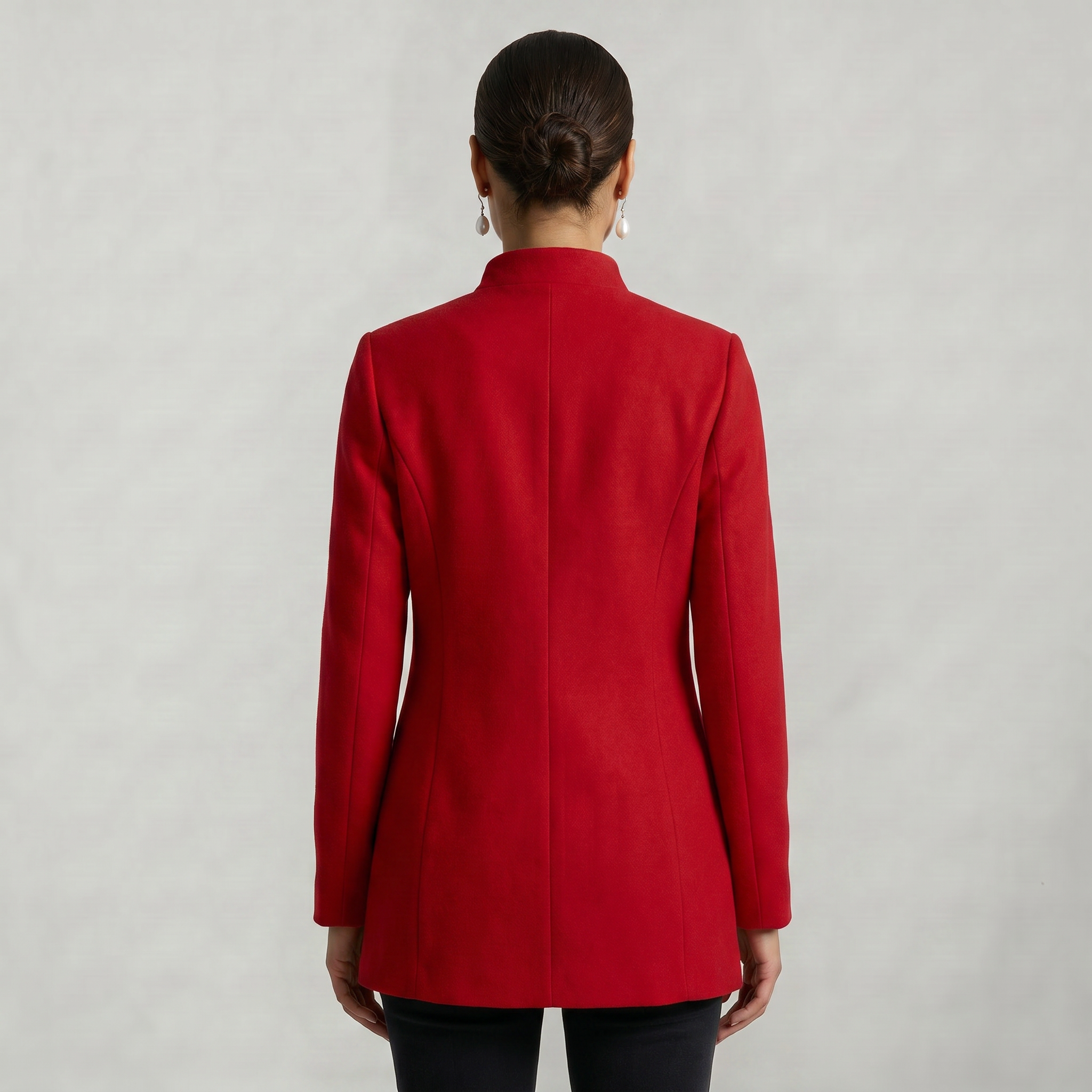 Women’s Stand-Up Collar  Jacket - Button-Up Long Sleeve Fit