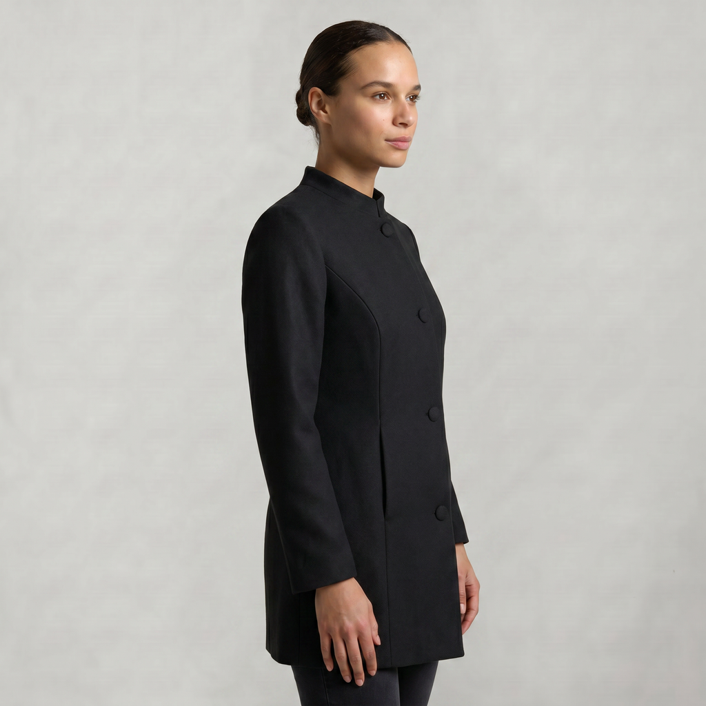 Women’s Stand-Up Collar  Jacket - Button-Up Long Sleeve Fit