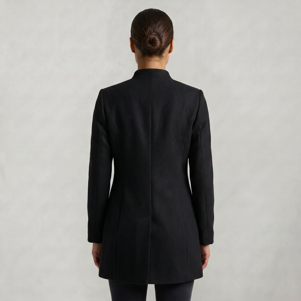 Women’s Stand-Up Collar  Jacket - Button-Up Long Sleeve Fit
