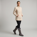 Women’s Stand-Up Collar  Jacket - Button-Up Long Sleeve Fit