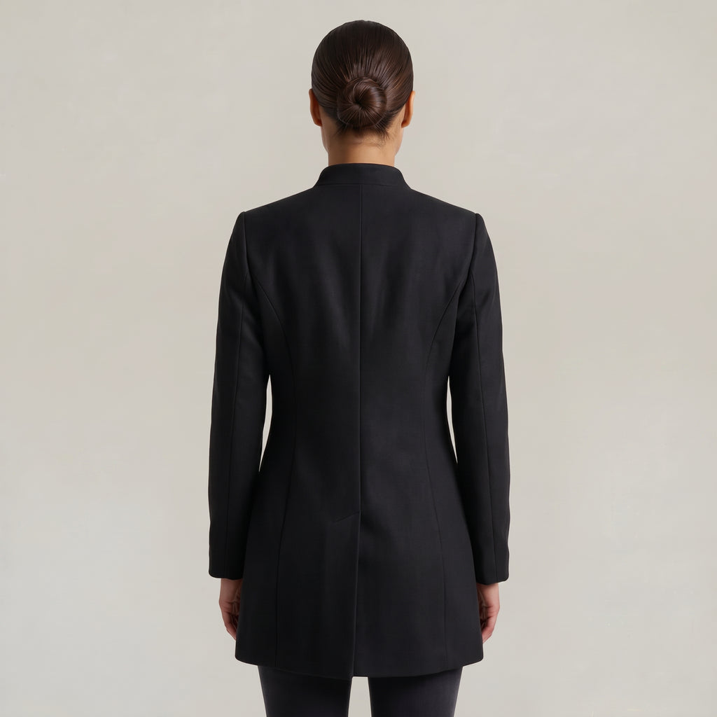 Women’s Stand-Up Collar  Jacket - Button-Up Long Sleeve Fit