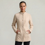 Women’s Stand-Up Collar  Jacket - Button-Up Long Sleeve Fit