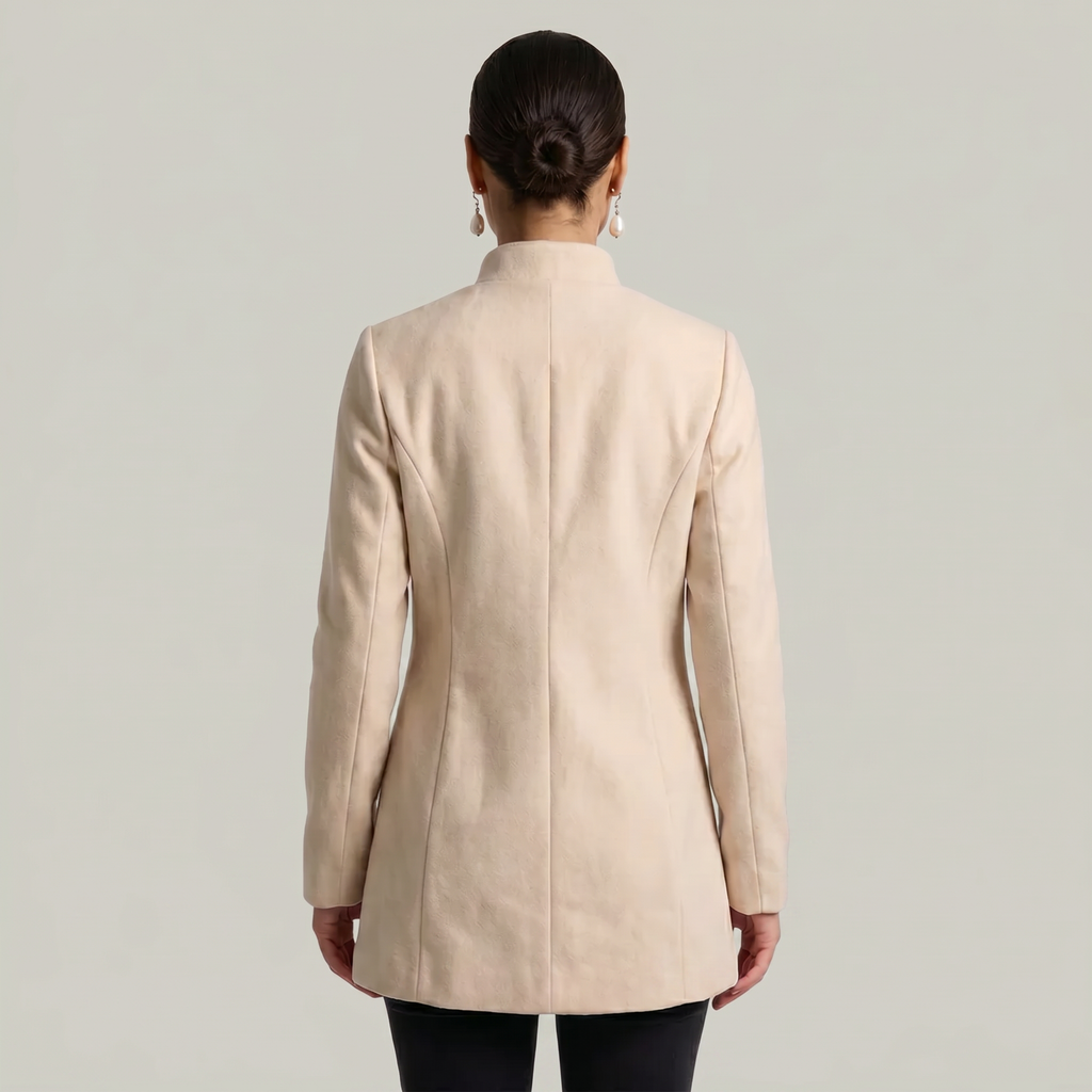Women’s Stand-Up Collar  Jacket - Button-Up Long Sleeve Fit