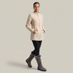 Women’s Stand-Up Collar  Jacket - Button-Up Long Sleeve Fit