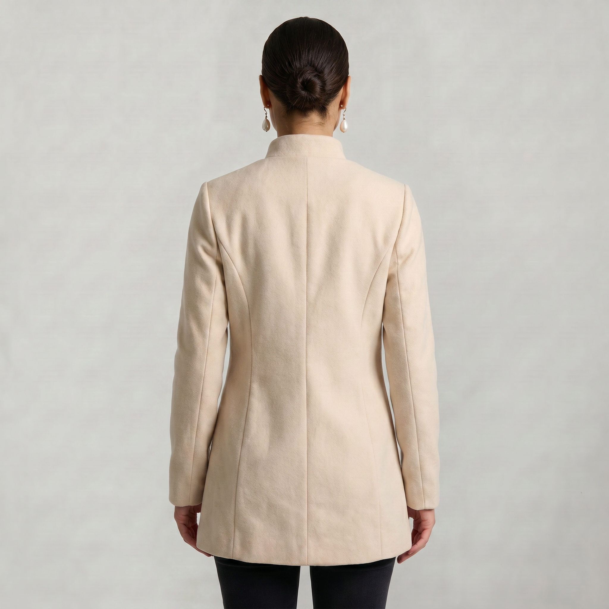 Women’s Stand-Up Collar  Jacket - Button-Up Long Sleeve Fit