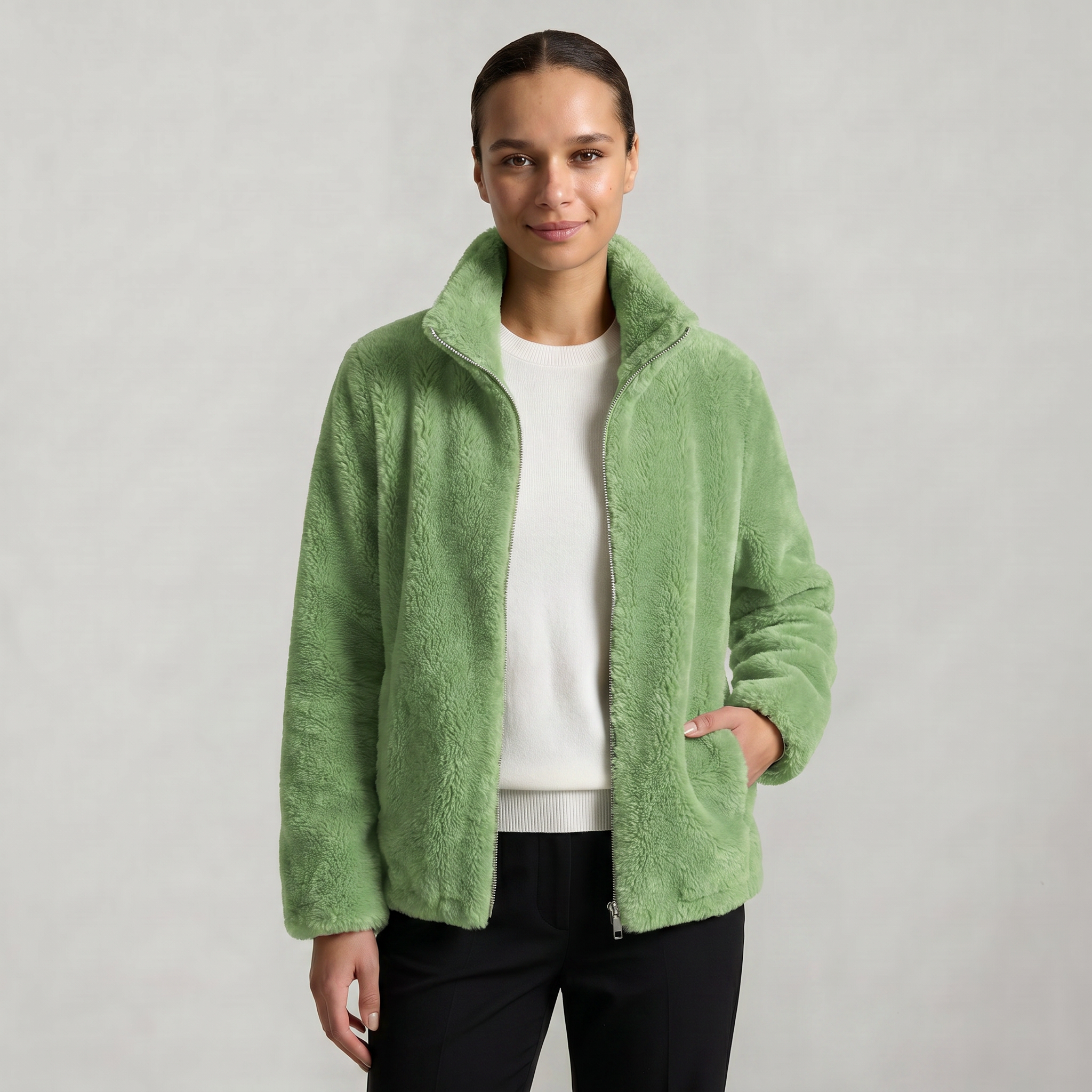 Women’s Stand-Up Collar Jacket - Zip Front Regular Fit