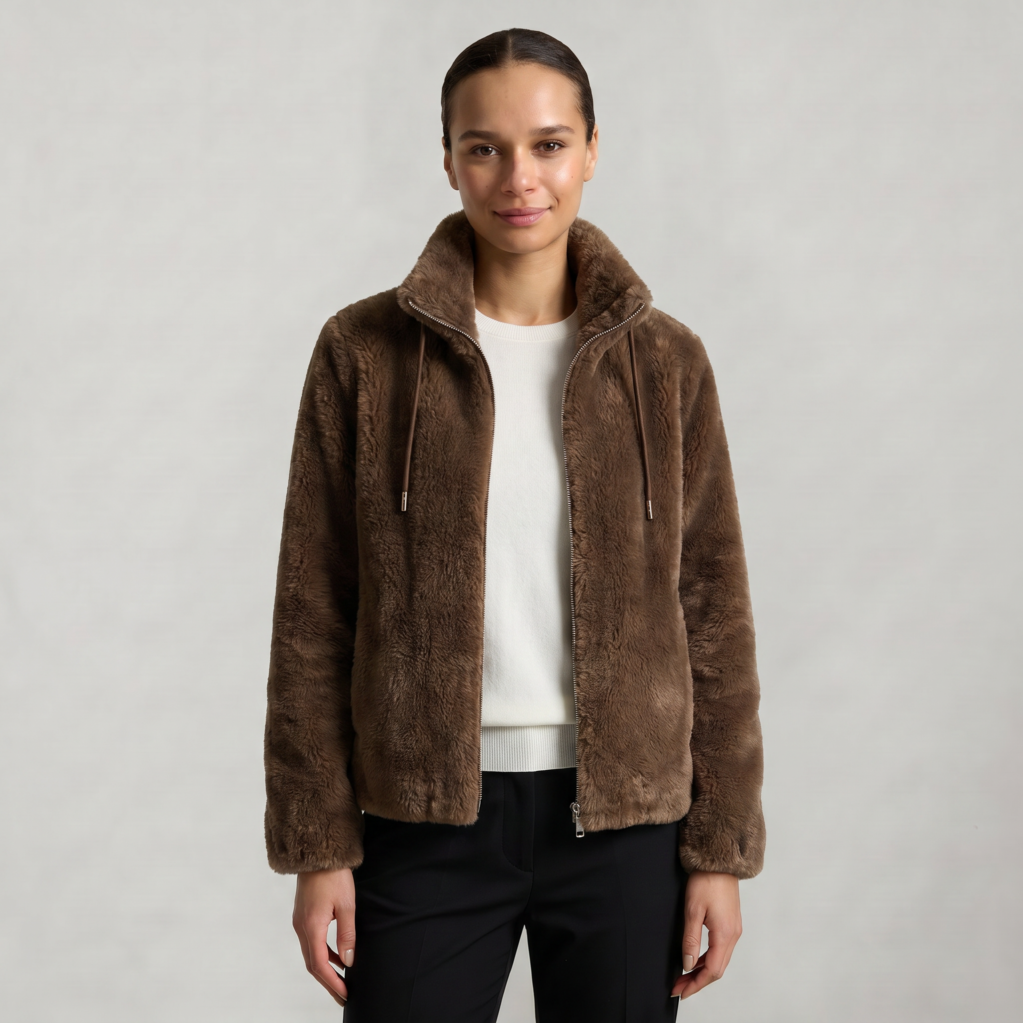 Women’s Stand-Up Collar Jacket - Zip Front Regular Fit