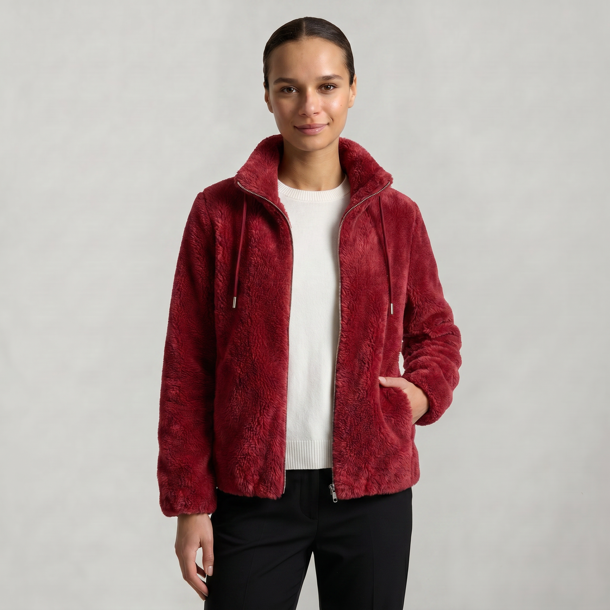Women’s Stand-Up Collar Jacket - Zip Front Regular Fit