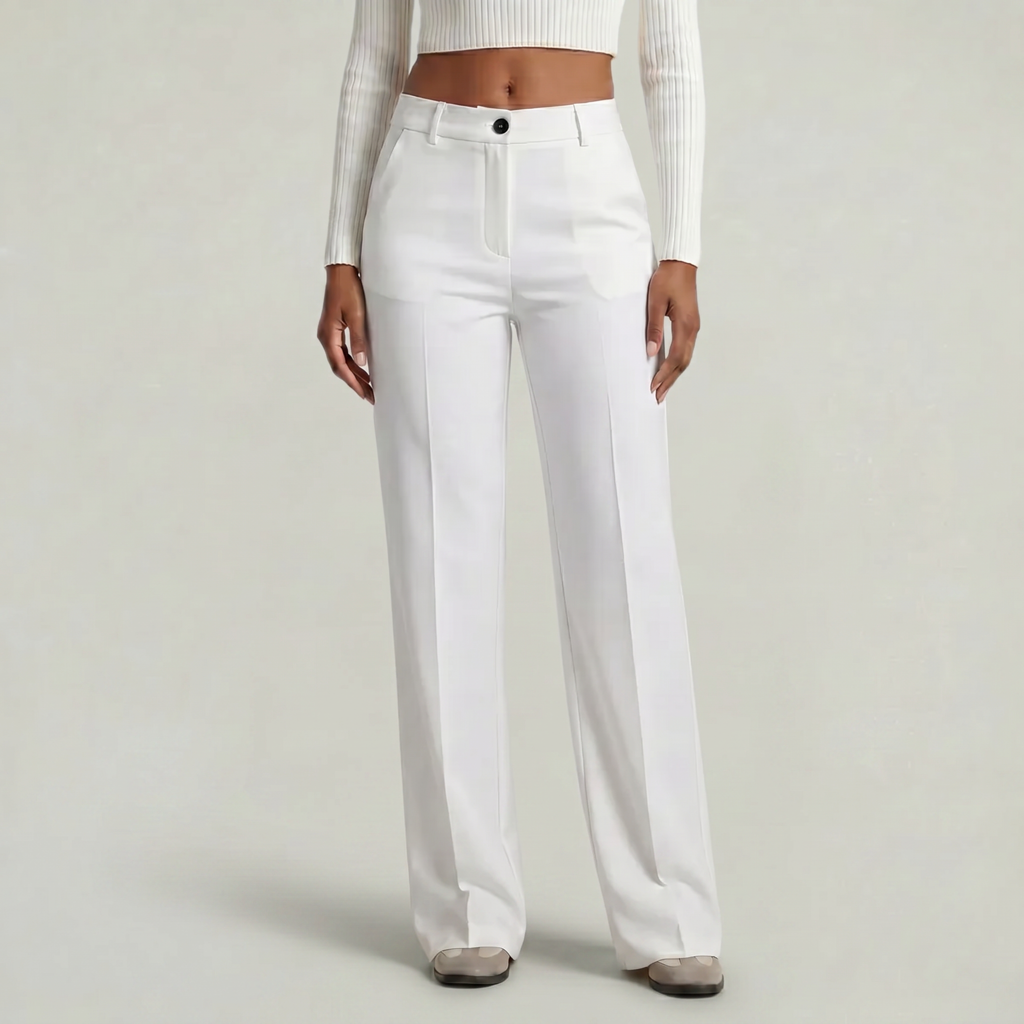 Women’s Suit Pants - Straight Leg Flat Front Loose Fit