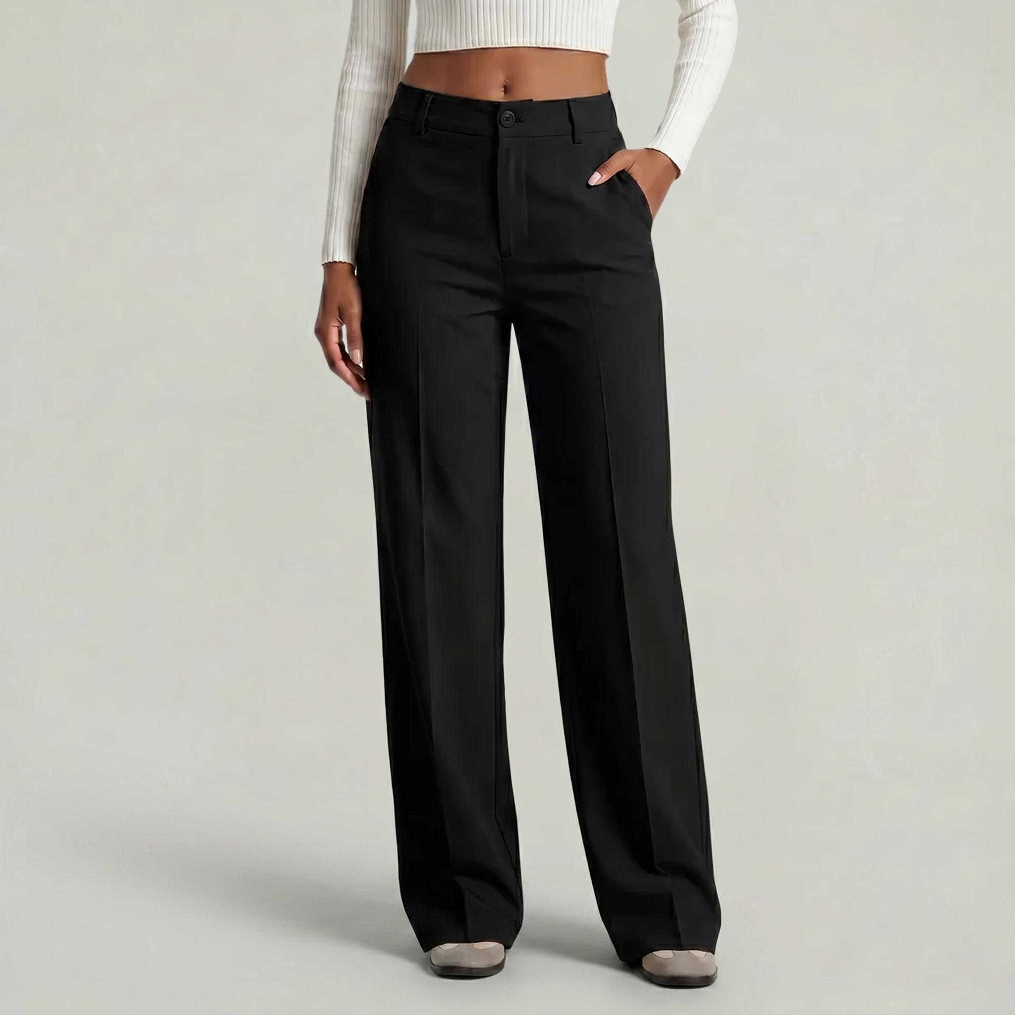 Women’s Suit Pants - Straight Leg Flat Front Loose Fit